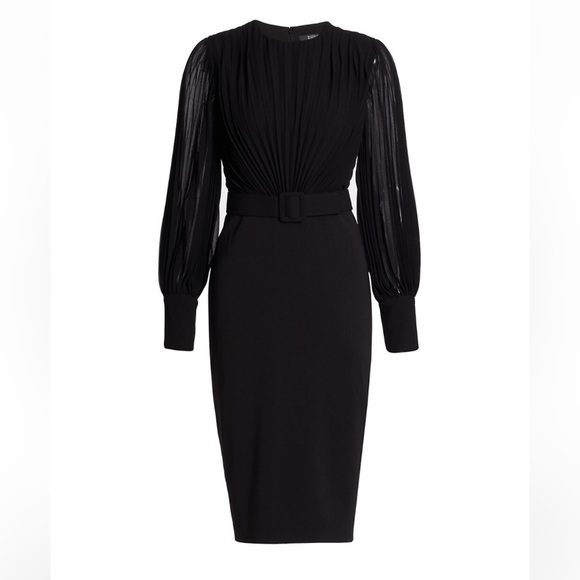 NWT Badgley Mischka Pleated Sheath Dress. Size 4